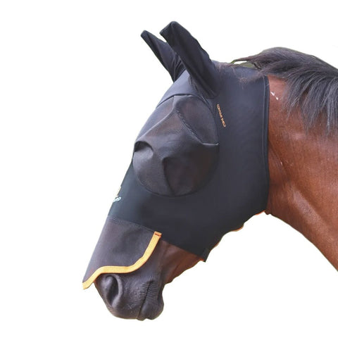 Shires Stretch Fly Mask With Nose Black