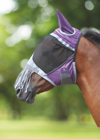 Deluxe Fly Mask Nose Fringe Purple