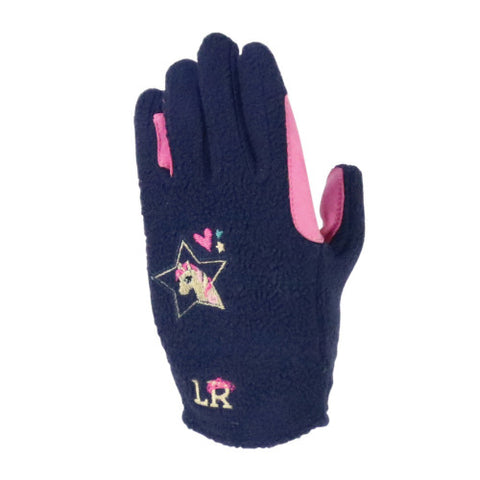 Little Rider Navy/Pink Fleece Gloves
