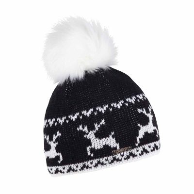 Sabbot Knit Reindeer Hat Black/White