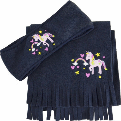 Little Unicorn Headband & Scarf Set Navy