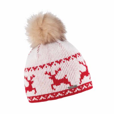Sabbot Knit Reindeer Hat White/Red